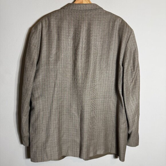 Lauren Ralph Lauren Silk Wool Plaid Sport Coat Dinner Jacket Blazer Mens 48R Tan - Picture 10 of 14